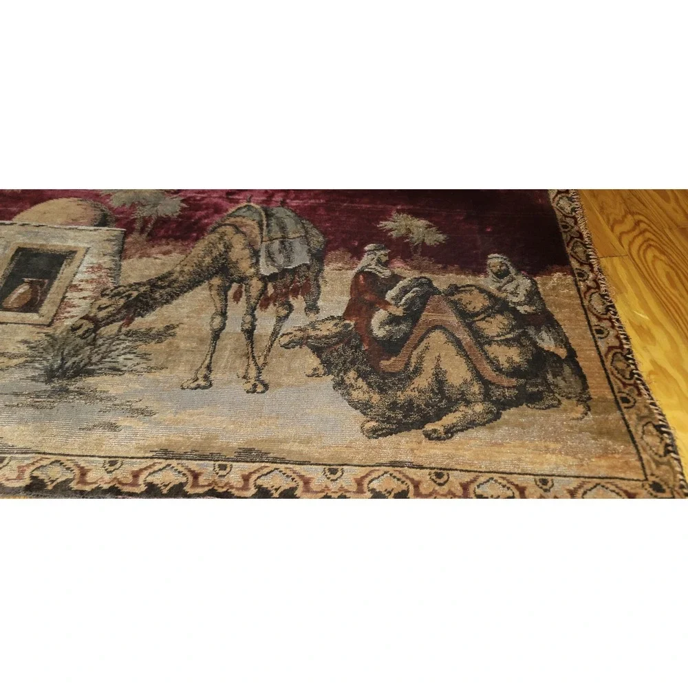 Vintage Nativity Scene Camel Religious Wall Hanging Tapestry Art Decor